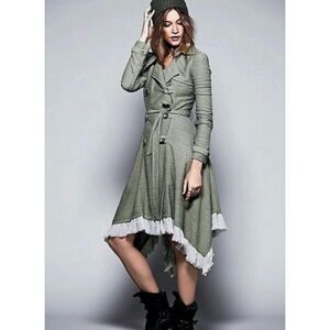 Free People Ruffle Trim Trench Coat